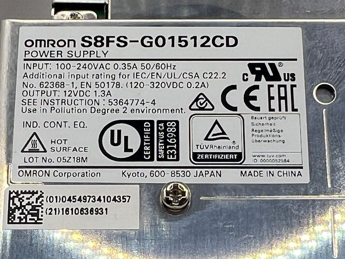 1x OMRON S8FS-G01512CD Switch Mode Power Supply 12V DC 1.3A