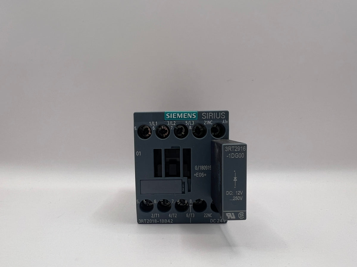 Siemens SIRIUS 3RT2018-1BB42  CONTACTOR + 3RT2916-1DG00