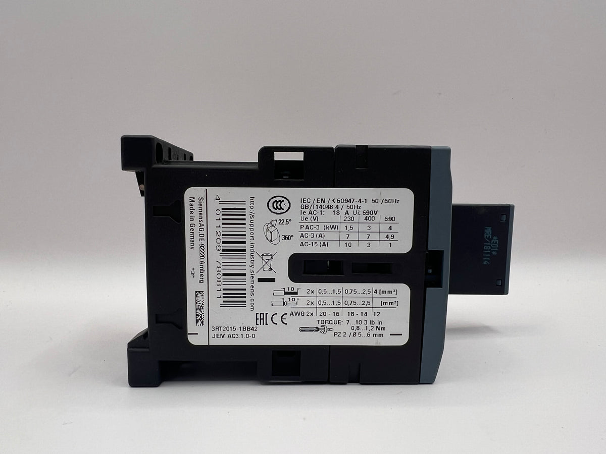 Siemens SIRIUS 3RT2015-1BB42  CONTACTOR + 3RT2916-1BB00