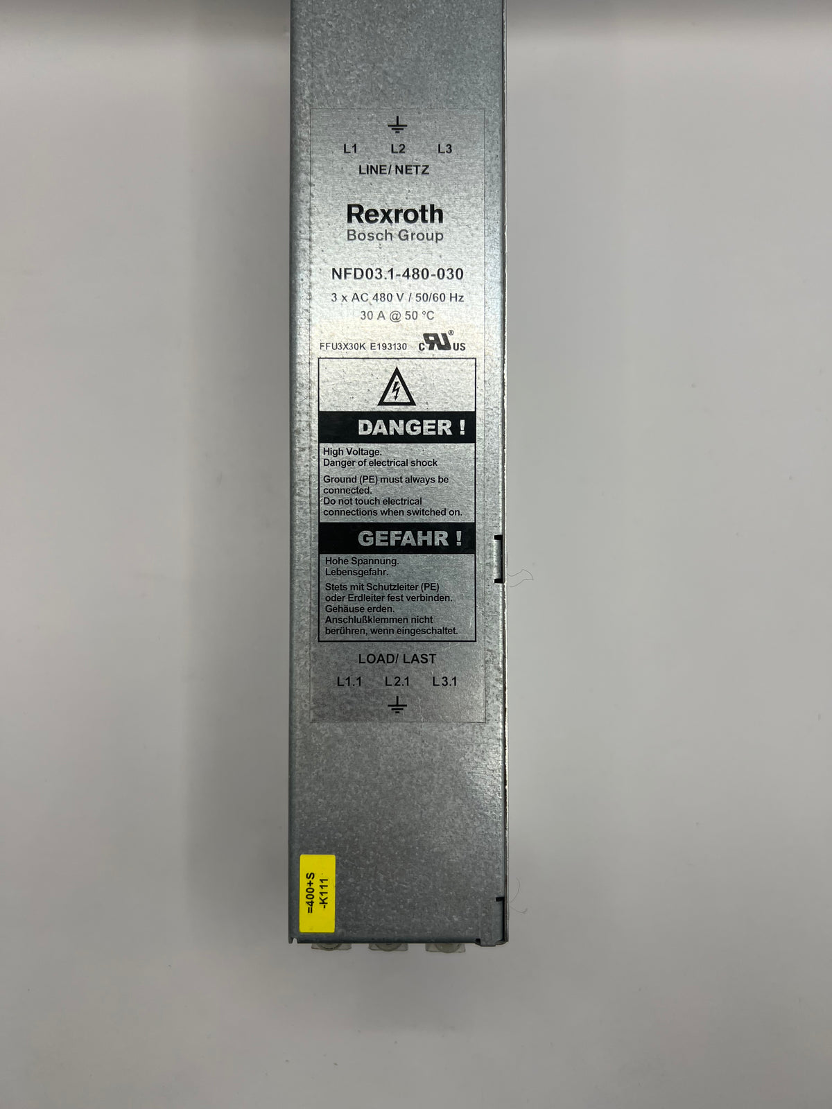 1x Rexroth NFD03.1-480-030 Servo Drive EMC Main Line Filter 480V AC 3-Phase 30A