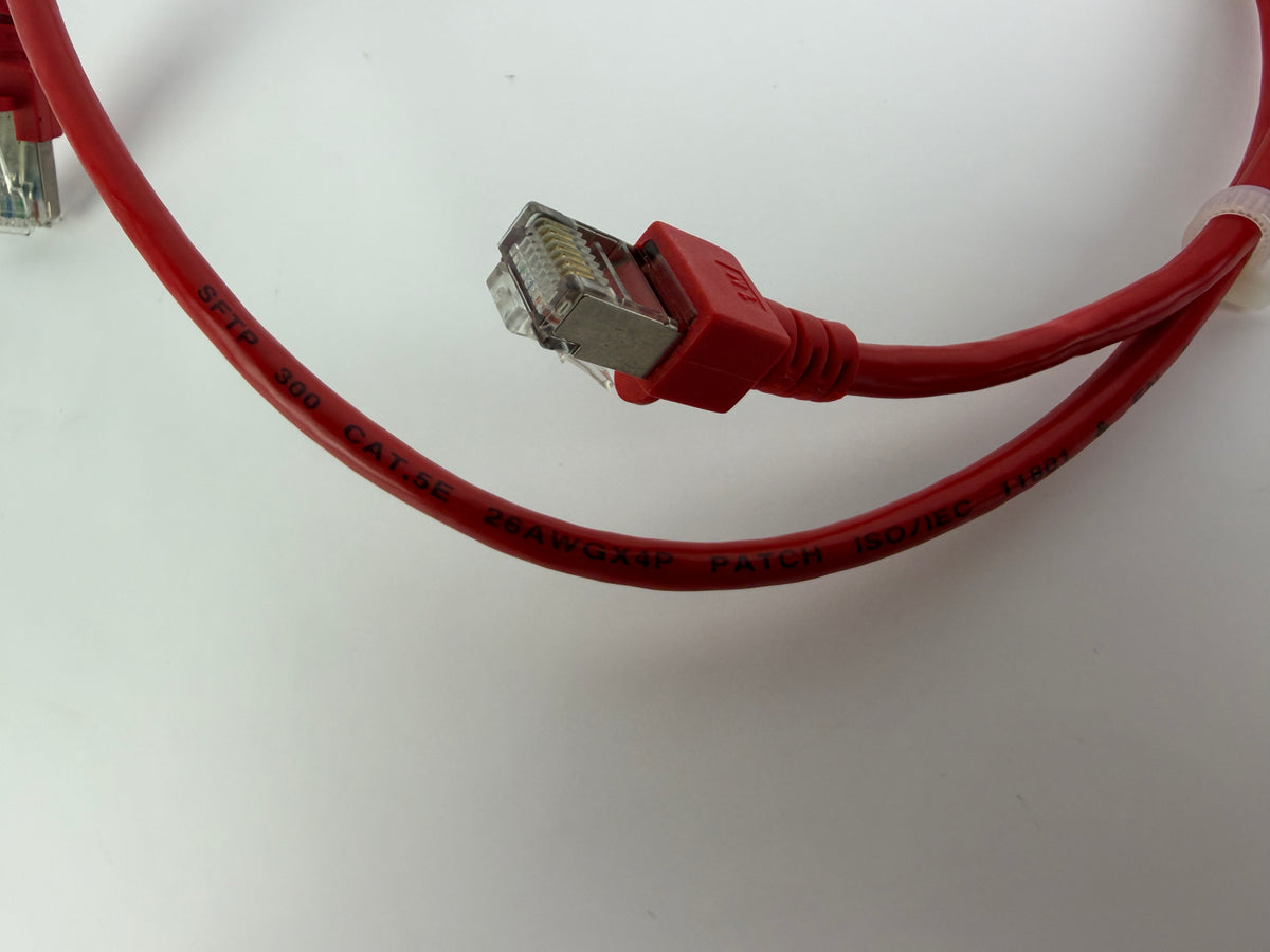 1x CAT5e SFTP Ethernet Patch Cable 1m RJ45 Shielded LAN 26AWG Red