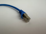 1x Inline CAT5e SFTP Ethernet Patch Cable 0.25m RJ45 Shielded 26AWG Blue 300MHz