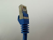 1x Inline CAT5e SFTP Ethernet Patch Cable 0.25m RJ45 Shielded 26AWG Blue 300MHz