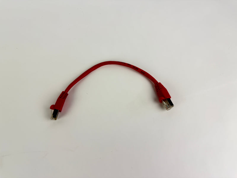 1x Inline CAT5e SFTP Ethernet Patch Cable 0.25m RJ45 Shielded 26AWG Red 300MHz