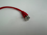 1x Inline CAT5e SFTP Ethernet Patch Cable 0.25m RJ45 Shielded 26AWG Red 300MHz