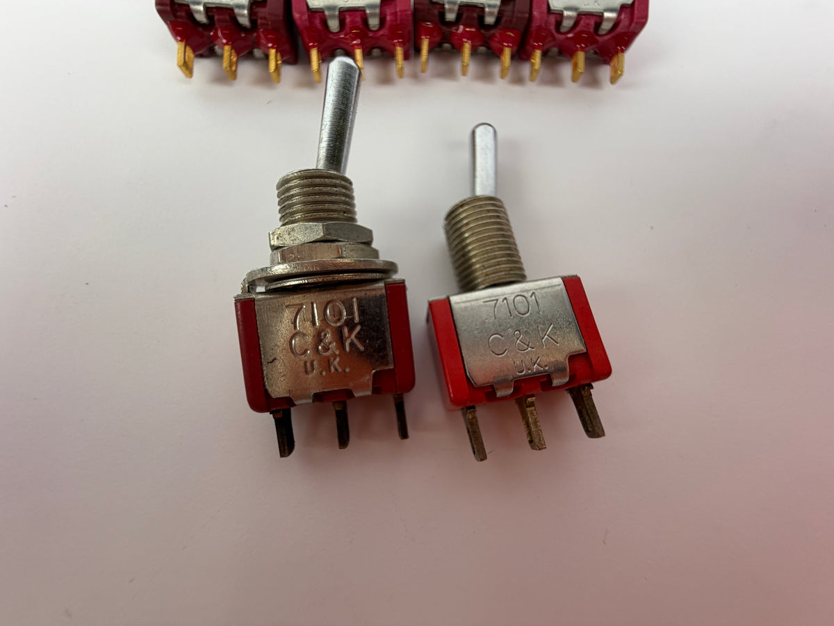 Lot of 6 C&K Switches 4x 8121 Push Button + 2x 7101 Toggle Panel Mount