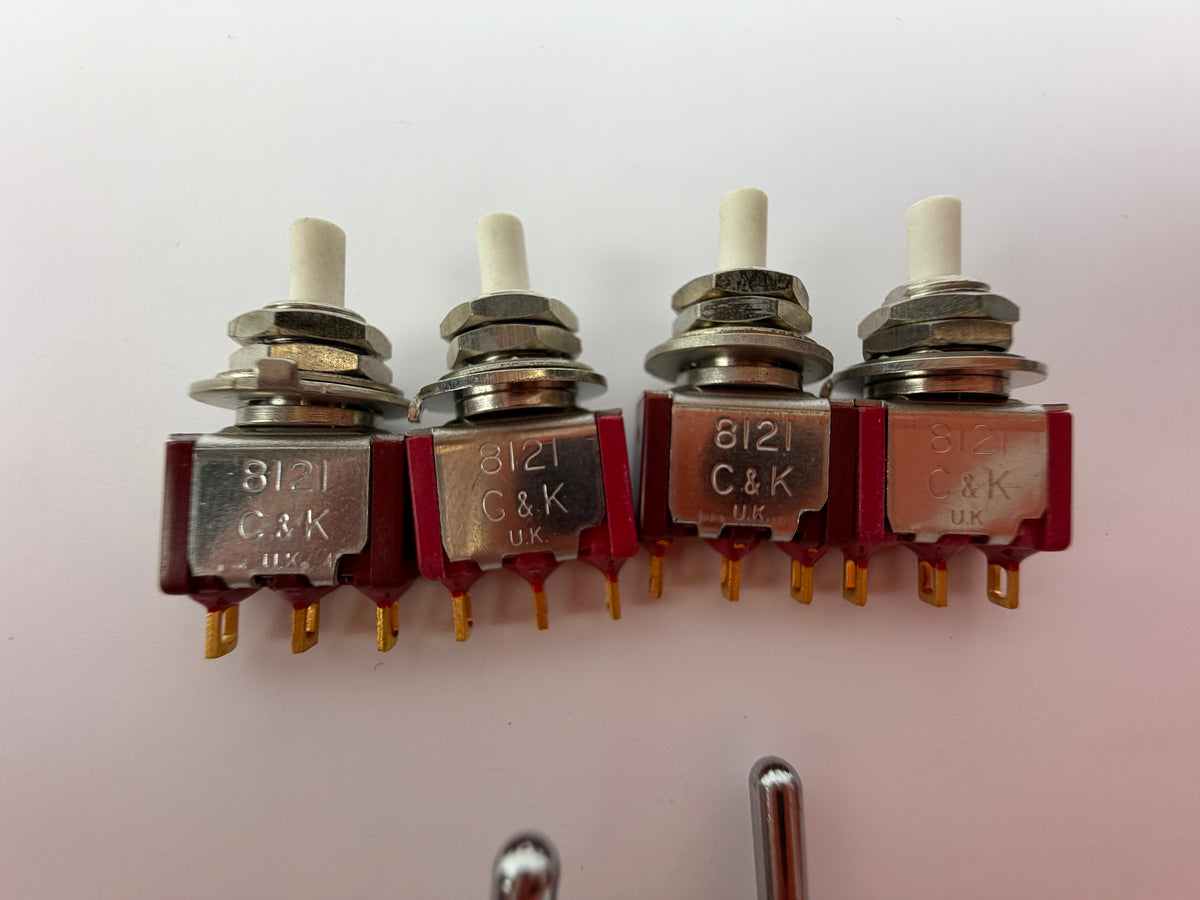 Lot of 6 C&K Switches 4x 8121 Push Button + 2x 7101 Toggle Panel Mount