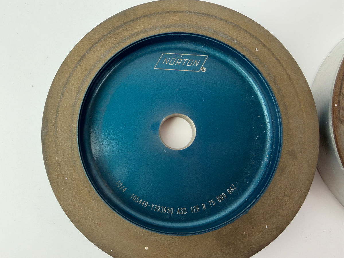 Norton ASD 126 R75 B99 6A2 + Diamix D126 R75 B07 Diamond Grinding Wheel 2pc
