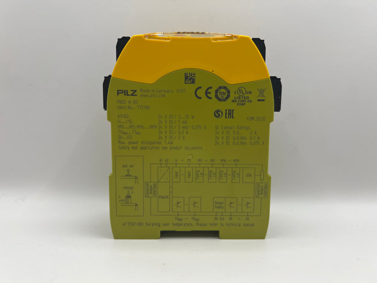 1x Pilz 772100 PNOZ m B0 Programmable Safety Relay Module