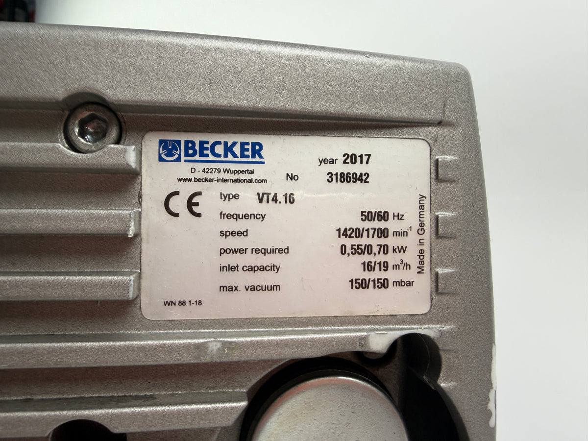 Becker VT4.16 Rotary Vane Vacuum Pump 0.55/0.70kW 3-Phase 16-19 m³/h 2017
