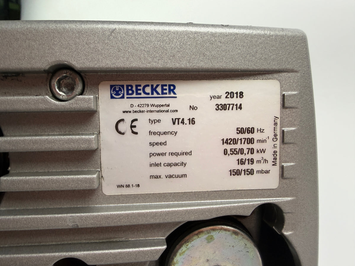 Becker VT4.16 Rotary Vane Vacuum Pump 0.55/0.70kW 16-19 m³/h 3-Phase 2018