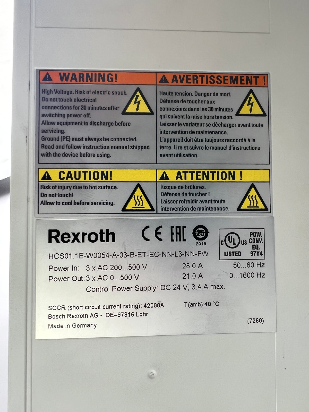 1x Rexroth - IndraDrive Cs - HCS01.1E-W0054-A-03-B-ET-EC-NN-L3-NN-FW