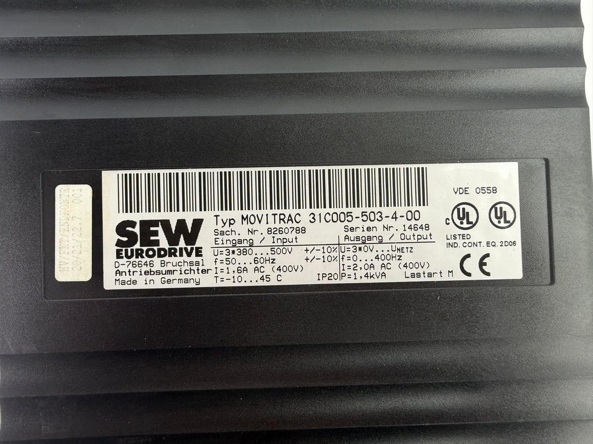 SEW Eurodrive MOVITRAC 31C005-503-4-00 Frequency Inverter – 0.55 kW Motor Drive