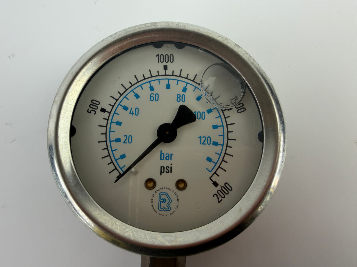 Ritter Engineering Pressure Gauge 0-2000 psi 0-150 bar Stainless Valve