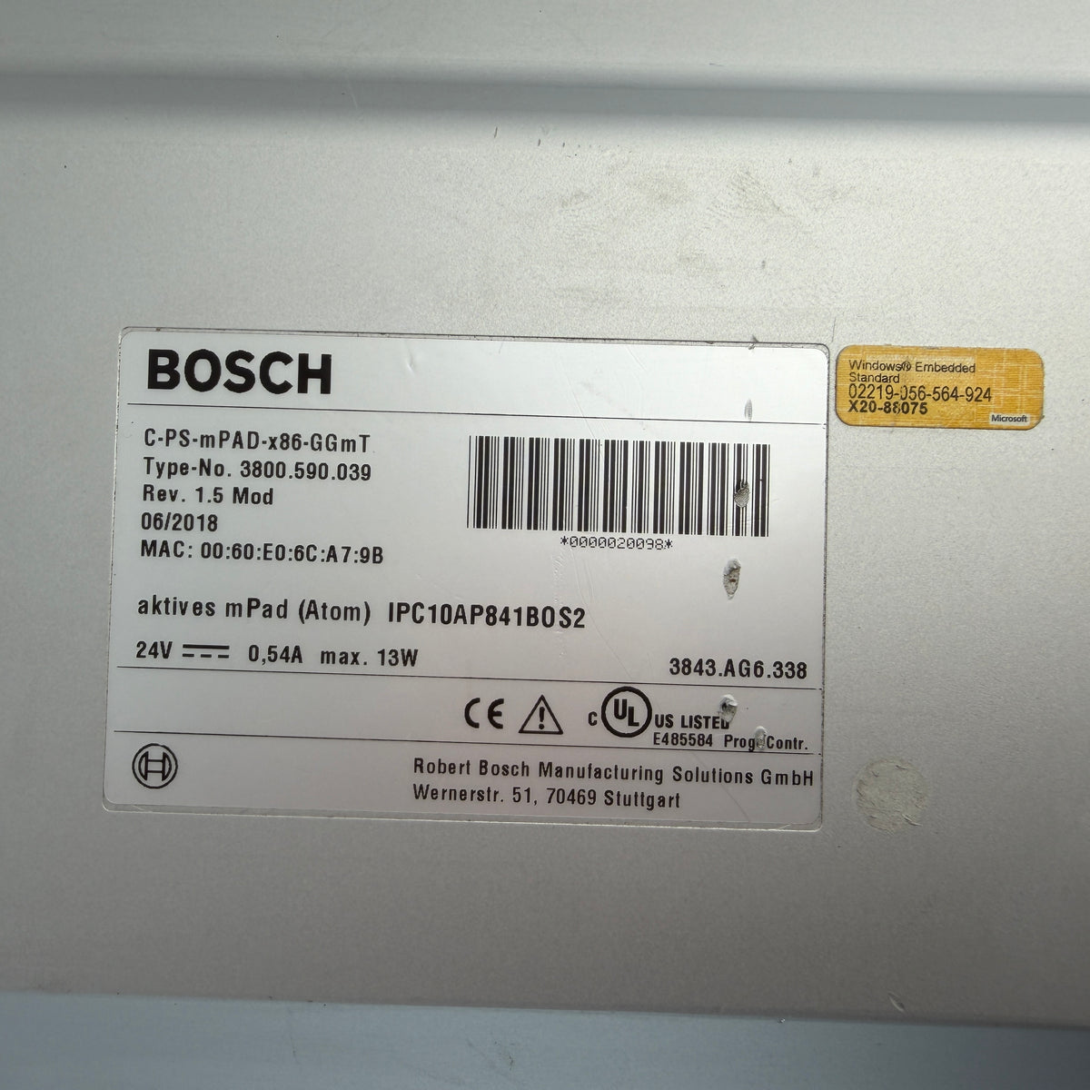 For Parts/Repair Bosch C-PS-mPAD-x86-GGmT HMI Touch Panel 3800.590.039
