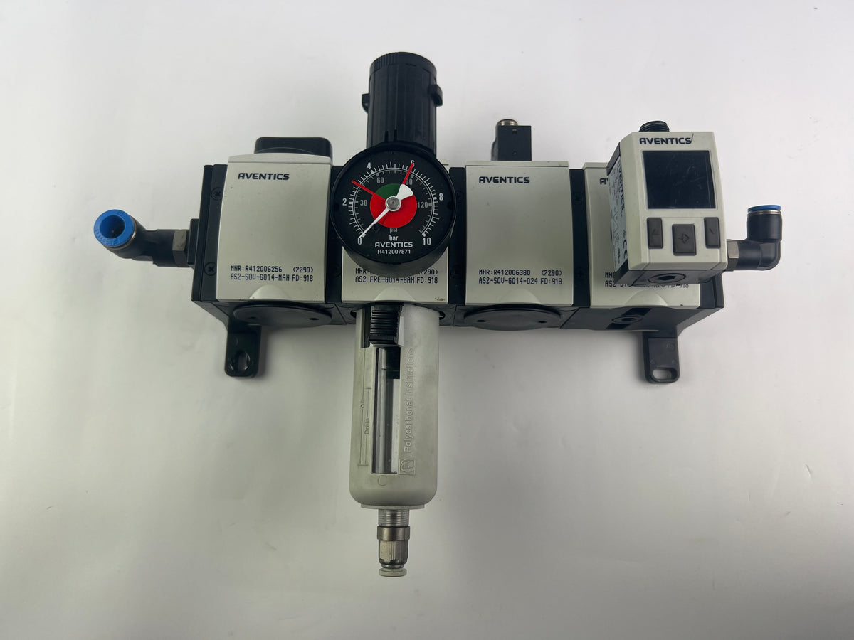 Aventics Pressure Regulating Valves R412006256 R412006175 R412006380 R412006250 + R412010767 + 2 Cables 230cm