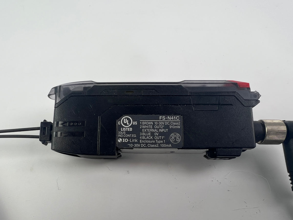 Keyence FS-N41C Fiber Optic Sensor + 2x FU-52TZ Heads with 2.5m Cable