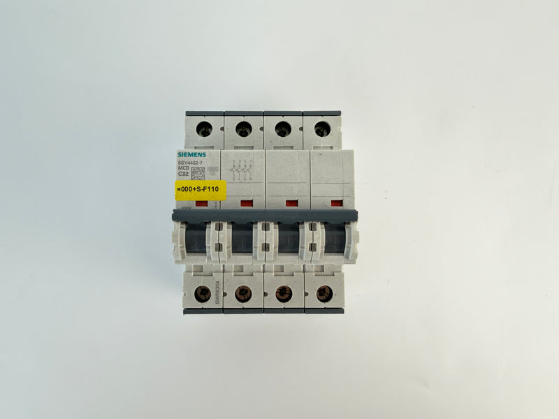 Siemens 5SY4432-7 4 Pole MCB C32 32A Circuit Breaker 10kA 400V AC