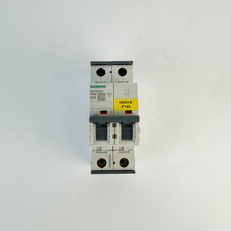1x Siemens 5SY4216-7 2 Pole MCB C16 16A Circuit Breaker 10kA 400V AC