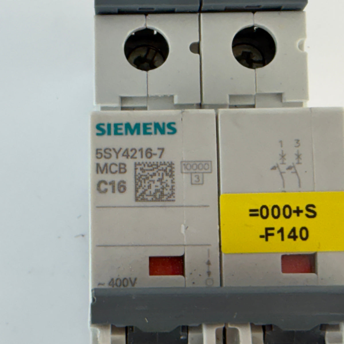 1x Siemens 5SY4216-7 2 Pole MCB C16 16A Circuit Breaker 10kA 400V AC