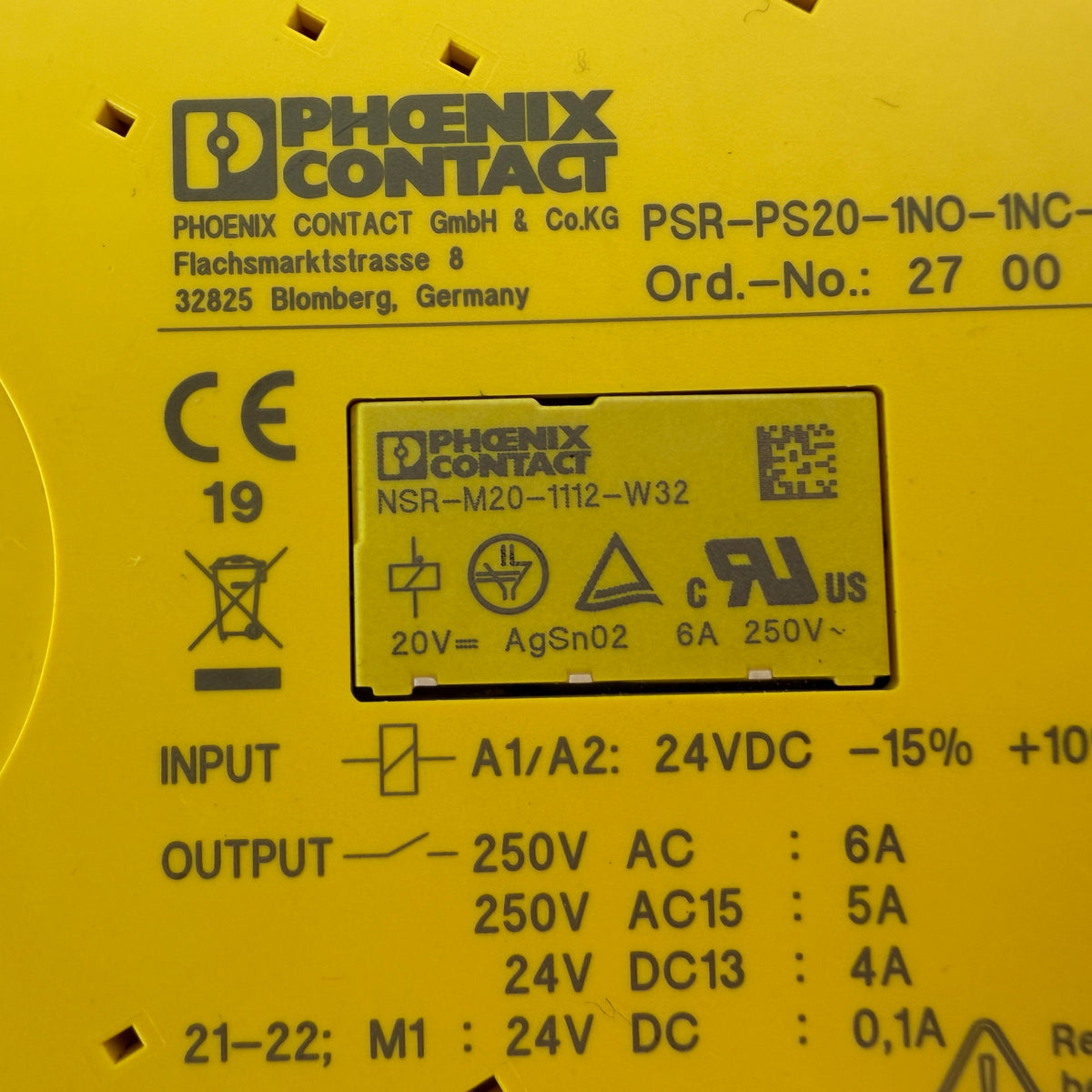 Phoenix Contact PSR-PS20-1NO-1NC-24DC-SC 2700356 Safety Coupling Relay 24VDC