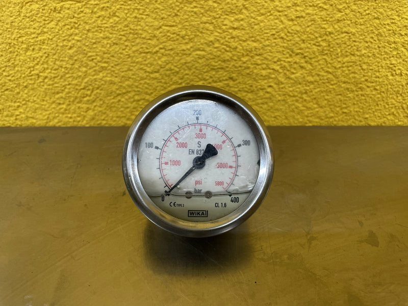 WIKA Liquid Filled Pressure Gauge – 0–400 Bar / 0–5800 PSI, Glycerin Filled, Industrial Grade
