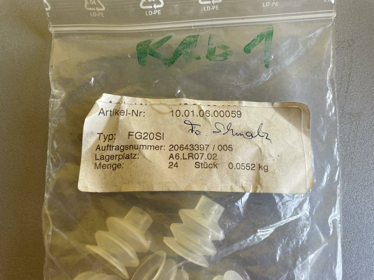 Lot of 54 Schmalz FG-20-SI-55-N016 Vacuum Pad – Ø20mm, Silicone, Flat Grip Cup 10.01.06.00059